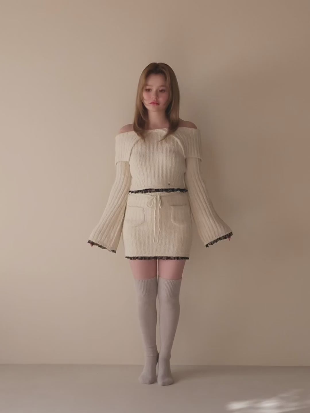 ANDMARY】Erin lace knit set up