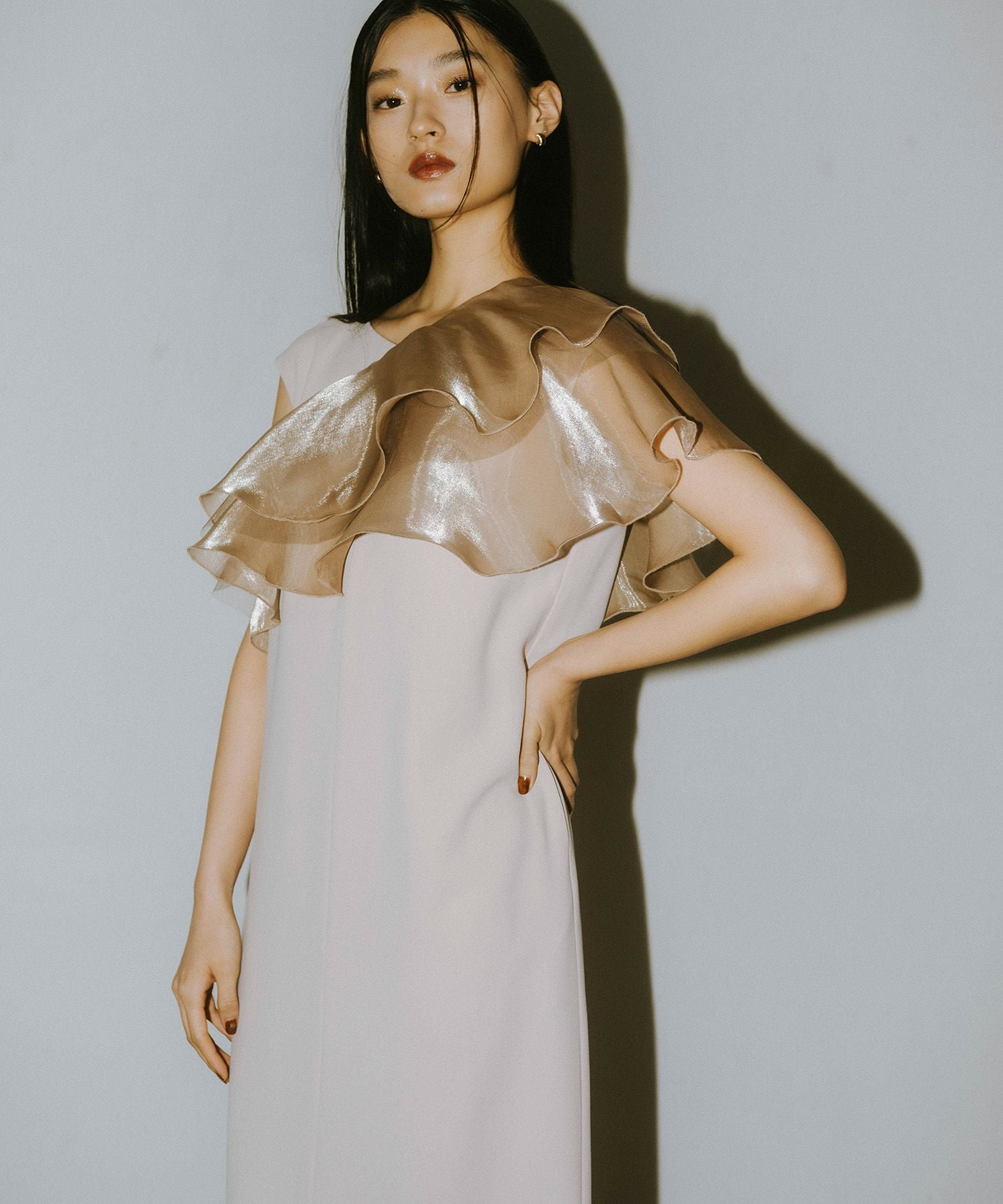 glossy multi ruffle dress | ANDRESD