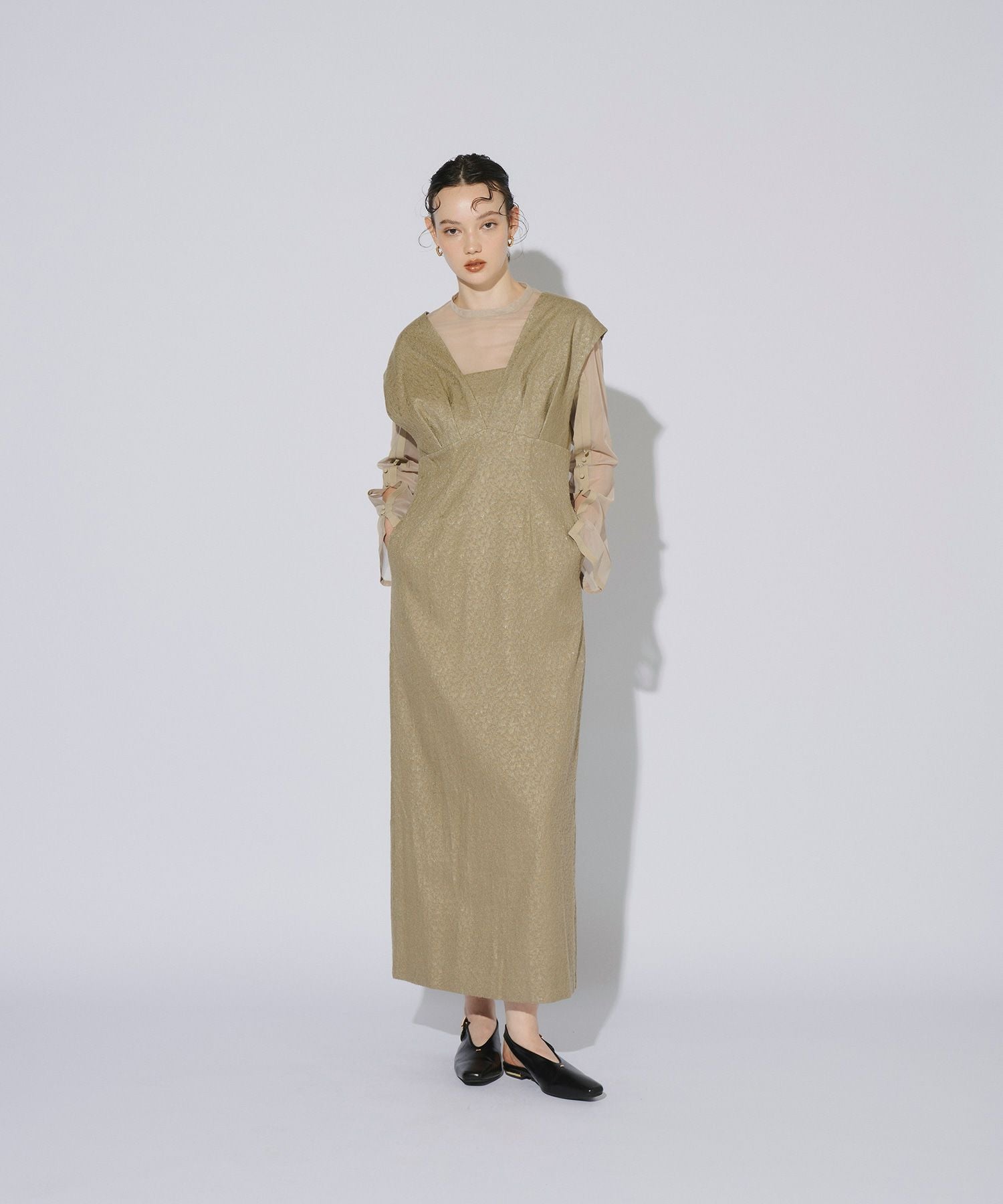 V line jacquard dress | ANDRESD