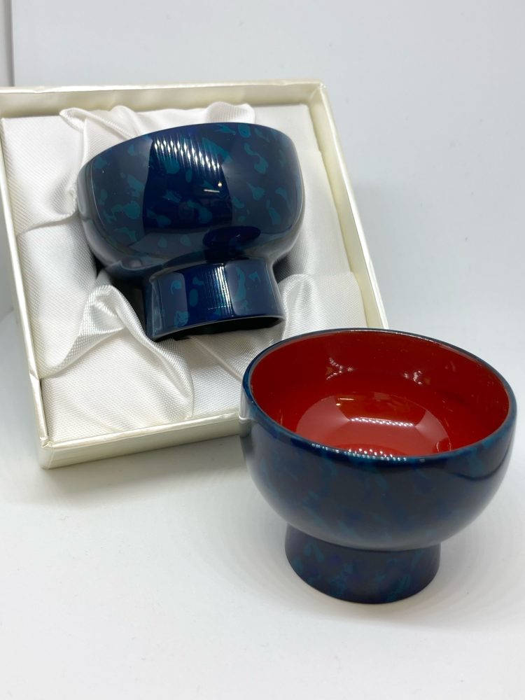 新品・希少品】津軽塗 丸盆 ロイヤルブルー【弘前津軽塗商工業共同組合