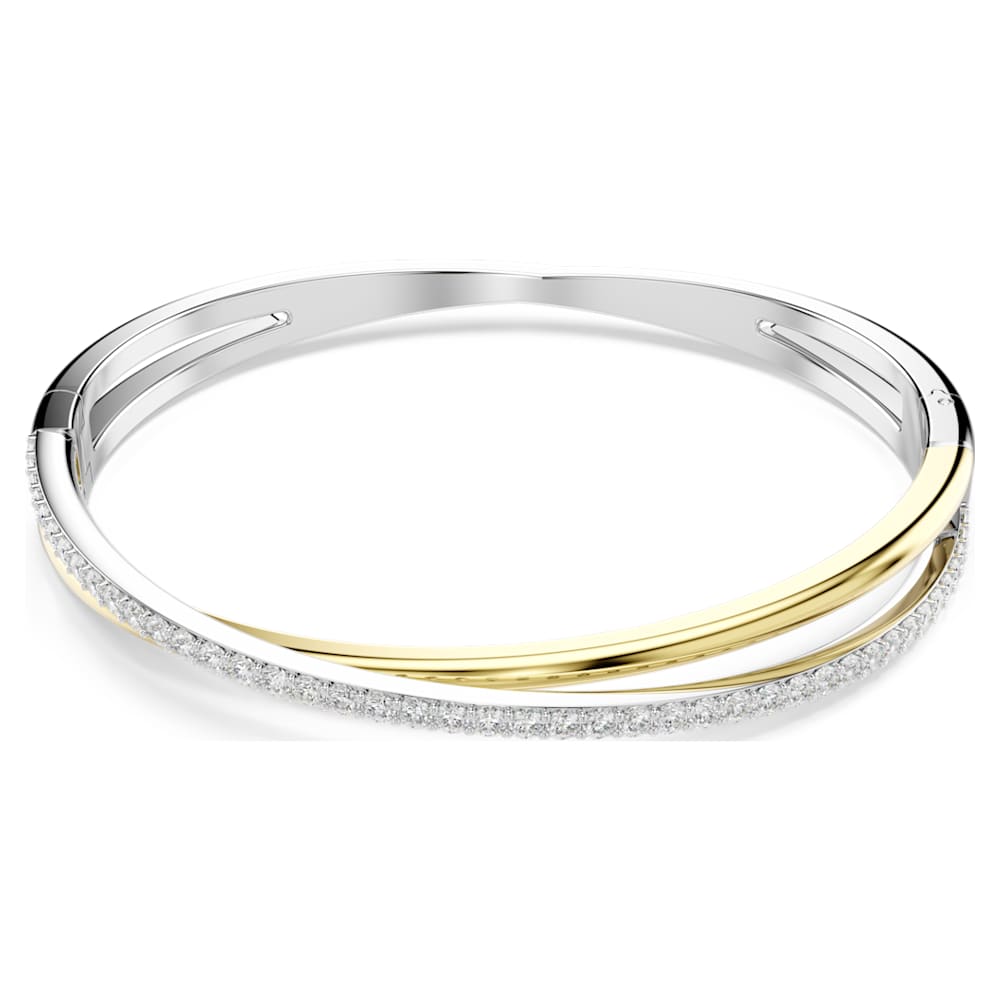 Hyperbola bangle, Round cut, White, Mixed metal finish | Swarovski
