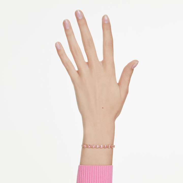 クリスタルが輝くローズゴールドプレーテッドブレスレット（メンズ