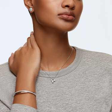 Hyperbola バングル, ラウンドカット, ホワイト, ロジウム・プレー