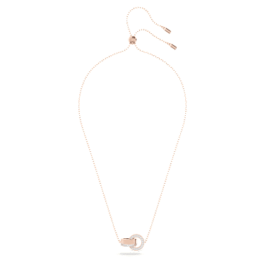 Dextera pendant, Interlocking loop, White, Rose gold-tone plated