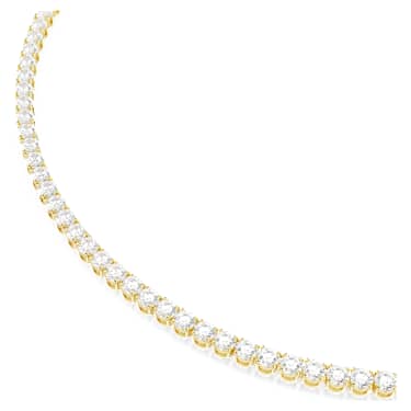 Matrix Tennis necklace, Round cut, White, Gold-tone plated | Swarovski