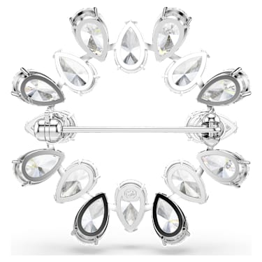 Matrix brooch, Pear cut, White, Rhodium plated | Swarovski