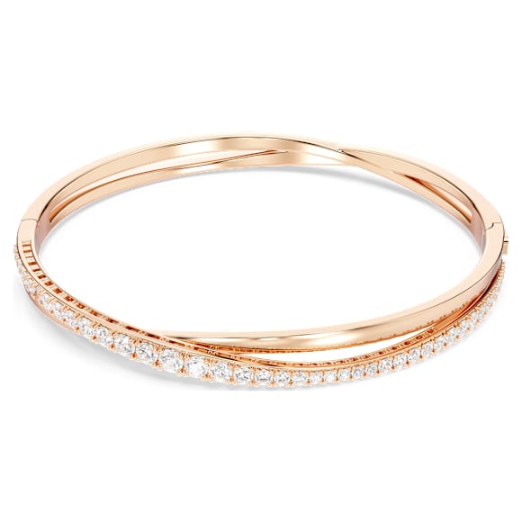 Hyperbola bangle, White, Rose gold-tone plated | Swarovski