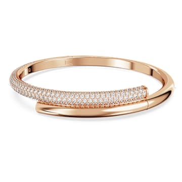 Dextera bangle, Magnetic closure, White, Rose gold-tone plated