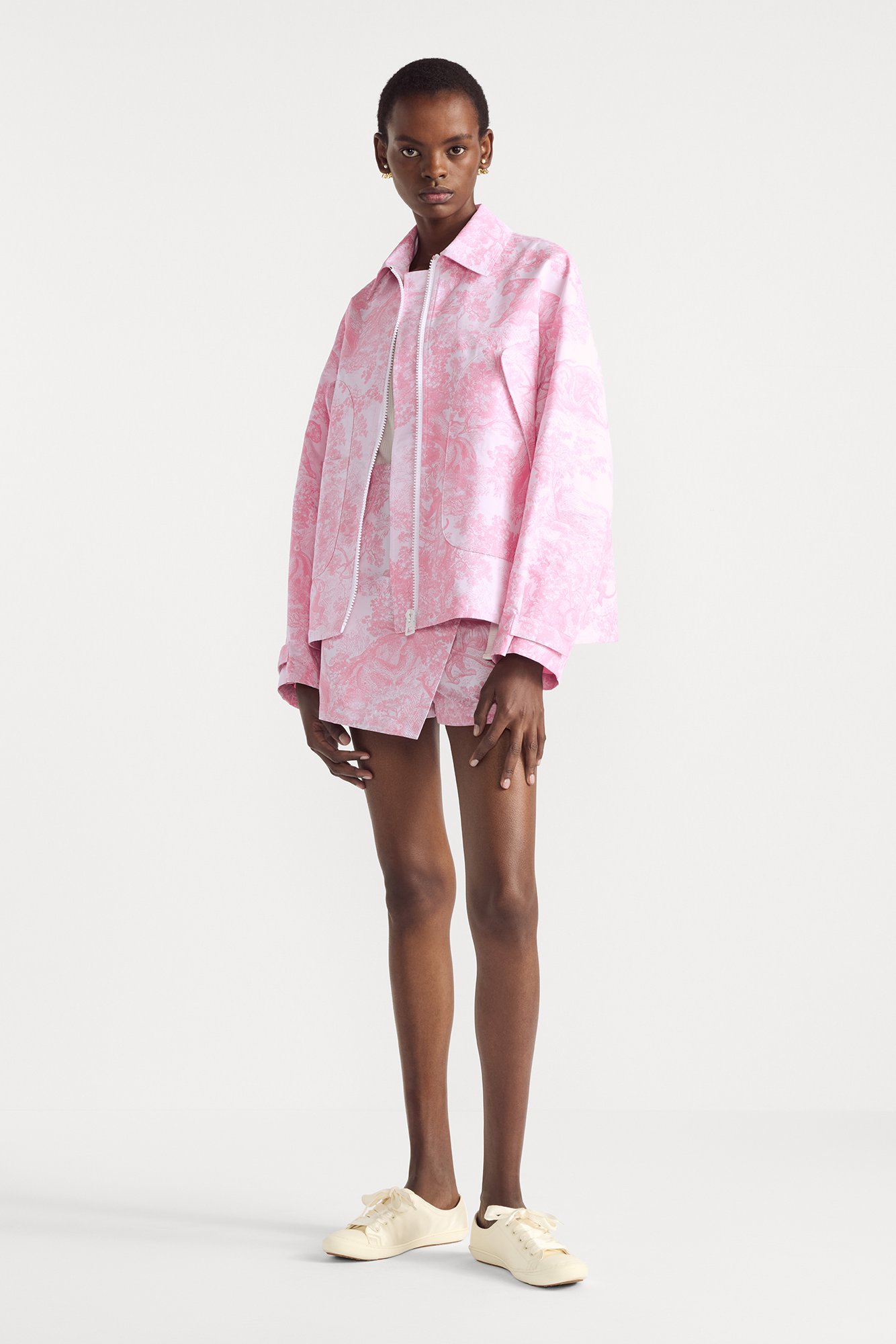 Dioriviera Jacket White Jacquard Technical Taffeta with Cherry