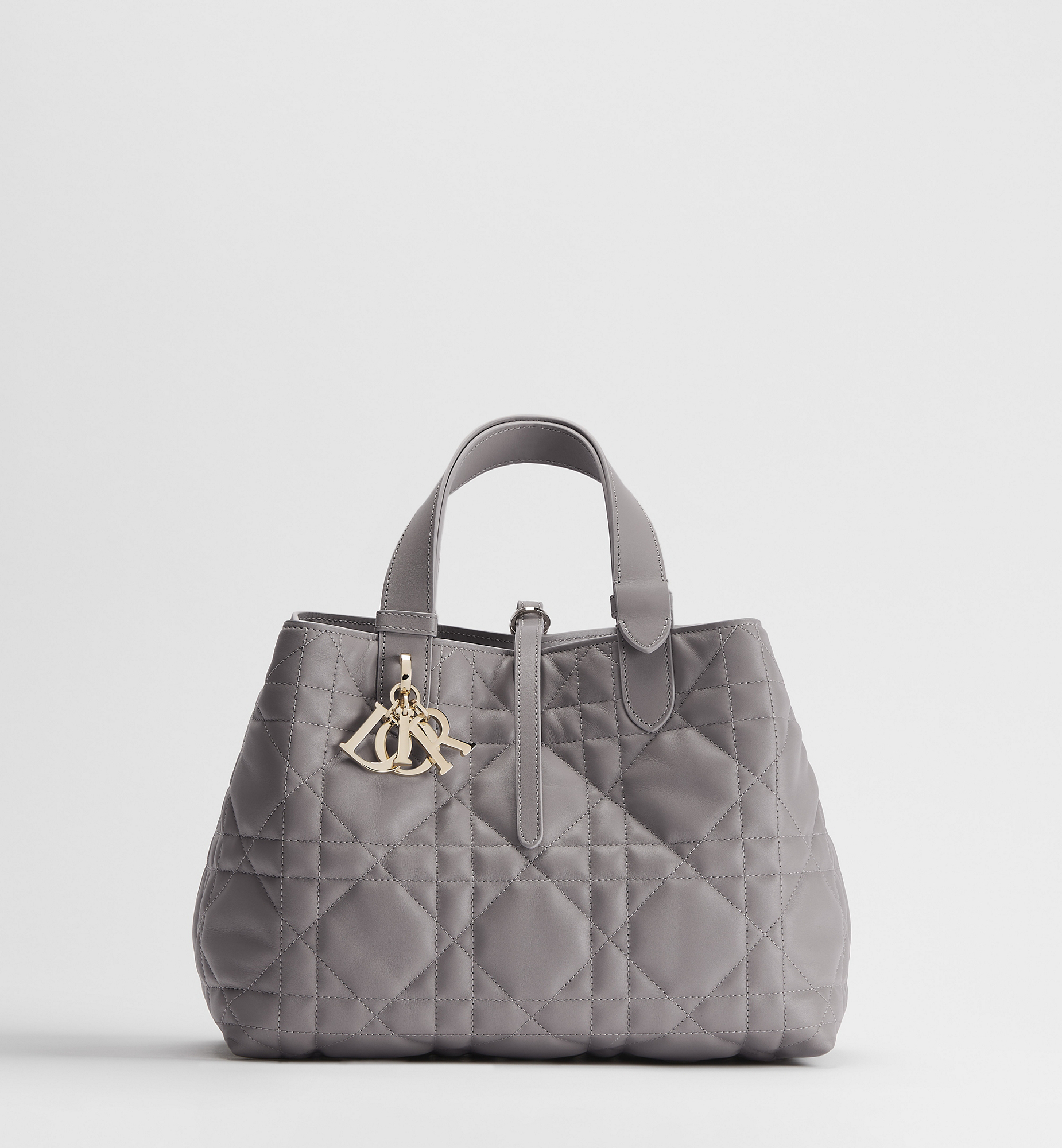 Medium Dior Toujours Bag Gris Trianon Macrocannage Calfskin | DIOR