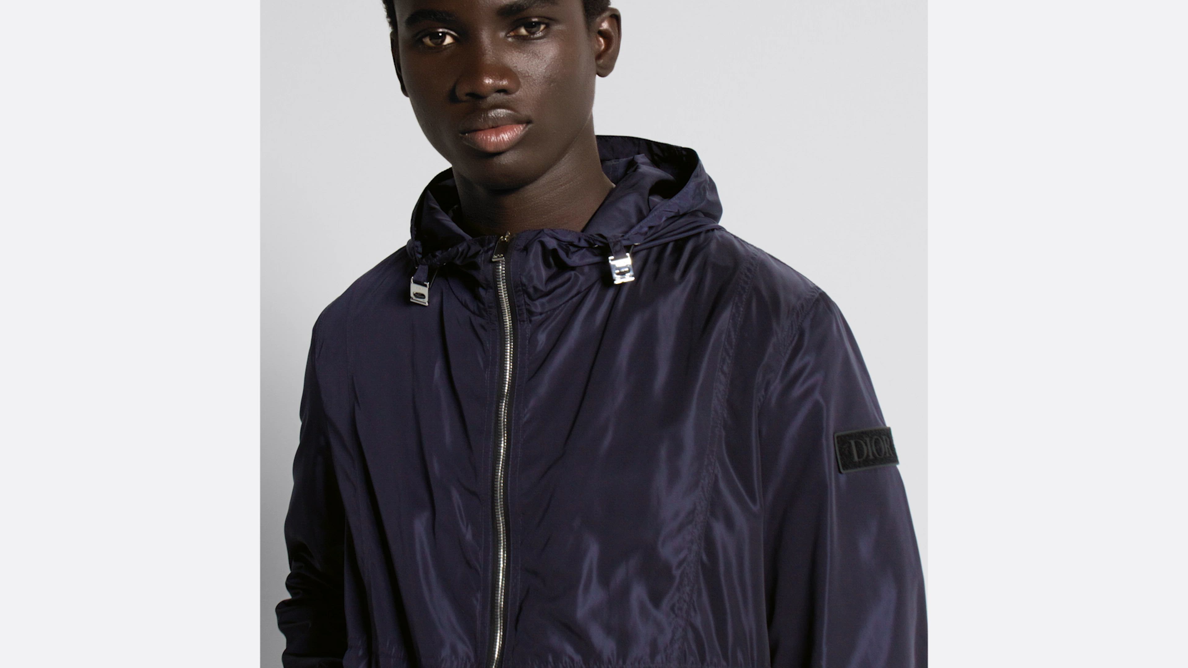 Hooded Jacket Navy Blue Technical Fabric | DIOR