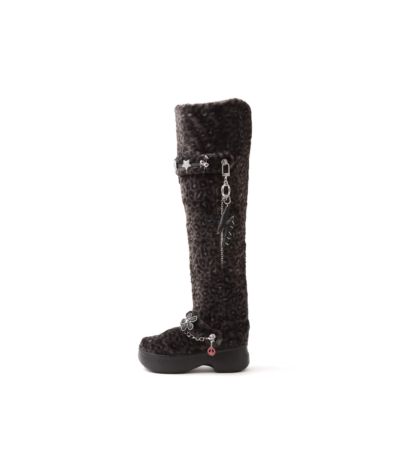 crocs Unfurgettable Leopard Knee High Boot Black/Leopard