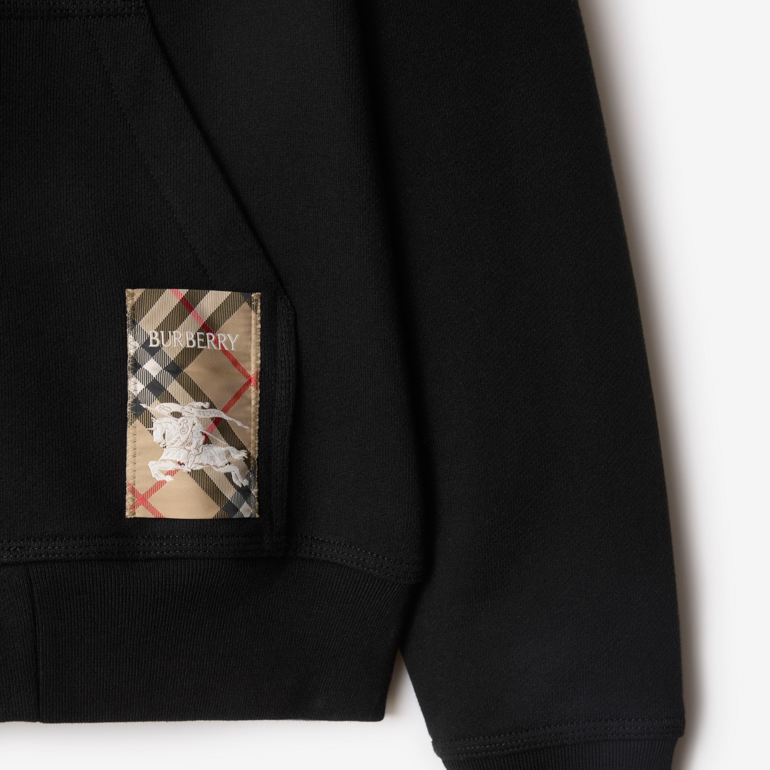Check Label Cotton Zip Hoodie in Black - Men | Burberry® Official