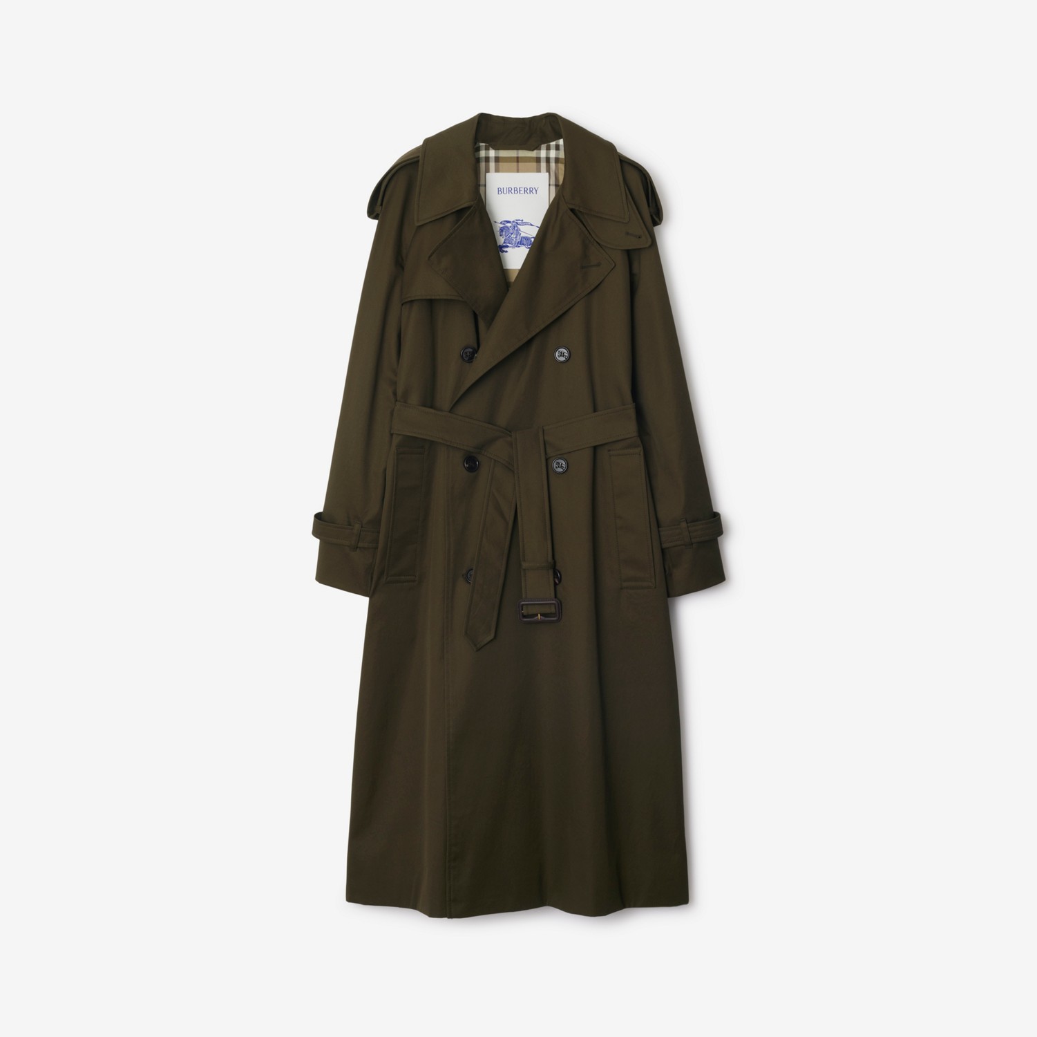 Trench Castleford lungo (Ginepro) - Donna, Gabardine di cotone