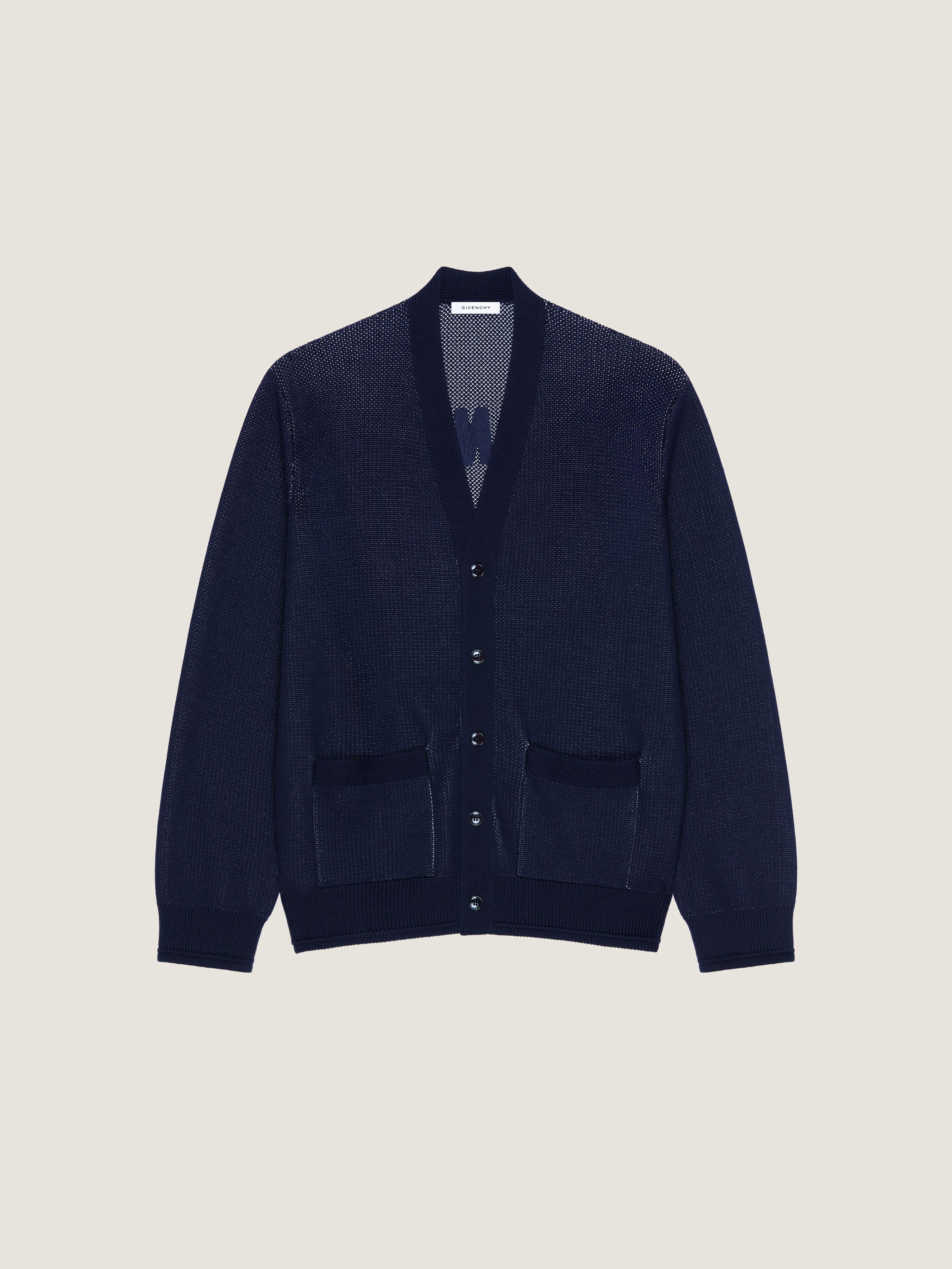 Cardigan in cotton with GIVENCHY Paris embroidery - dark navy in