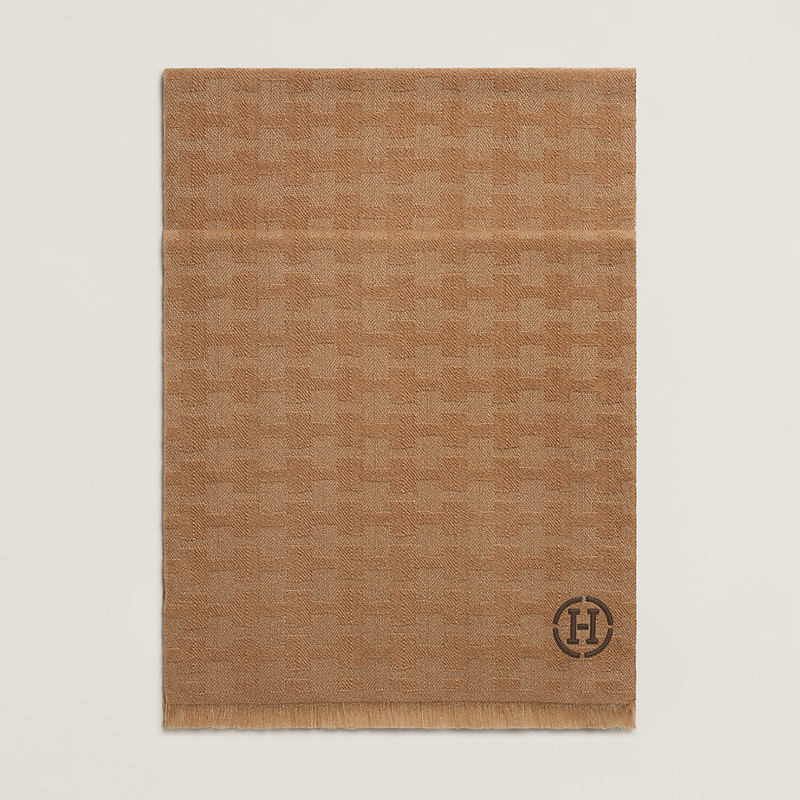 カシミヤマフラー 40×180 cm 《Hエンボス》 - ベージュ | Hermès