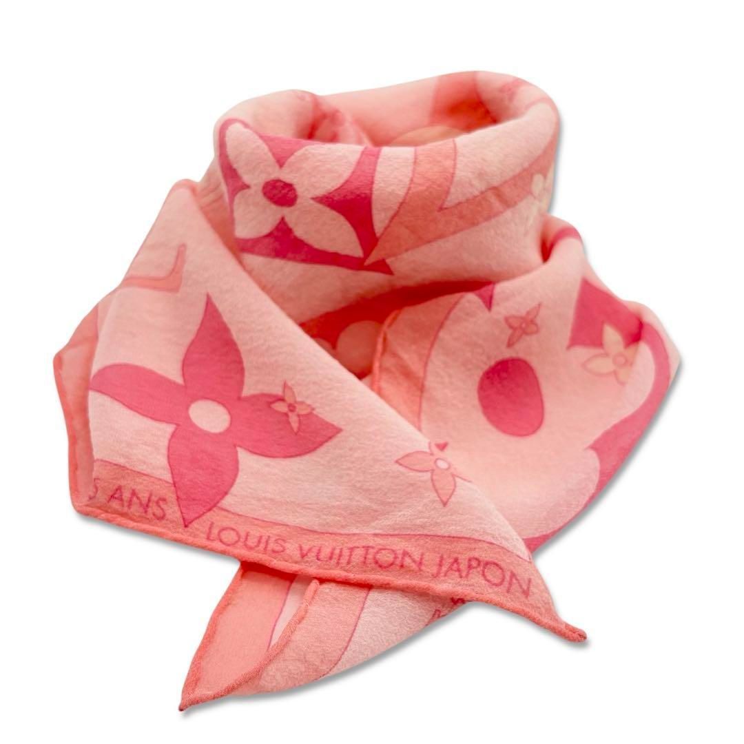 Louis Vuitton シルクハンカチ ピンク レッド