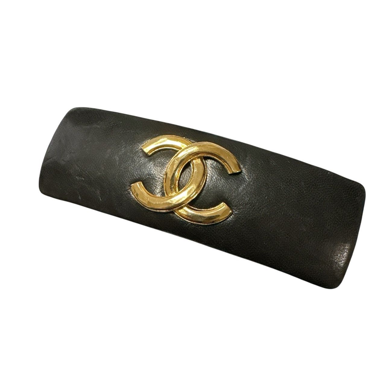 3071 CHANEL レザー ヘアバレッタ ヘアークリップ ヘアーアクセサリー