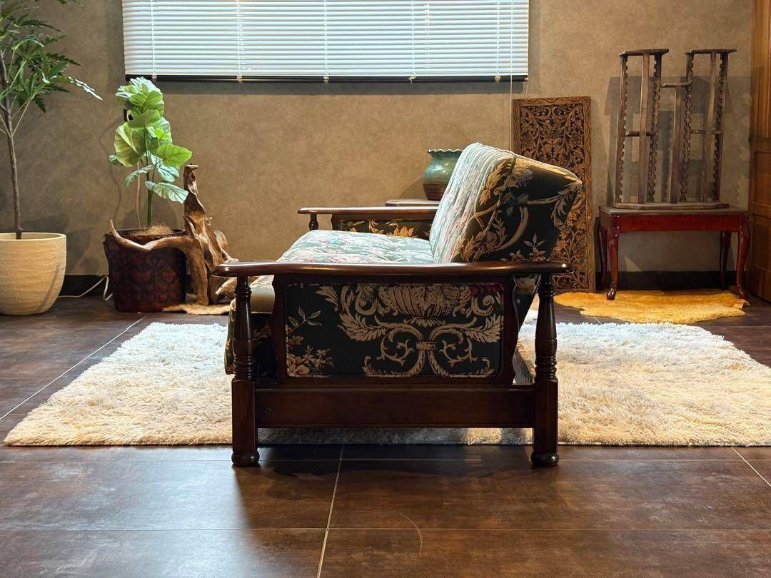 希少 カリモク コロニアル ソファベッド アンティーク ビンテージ