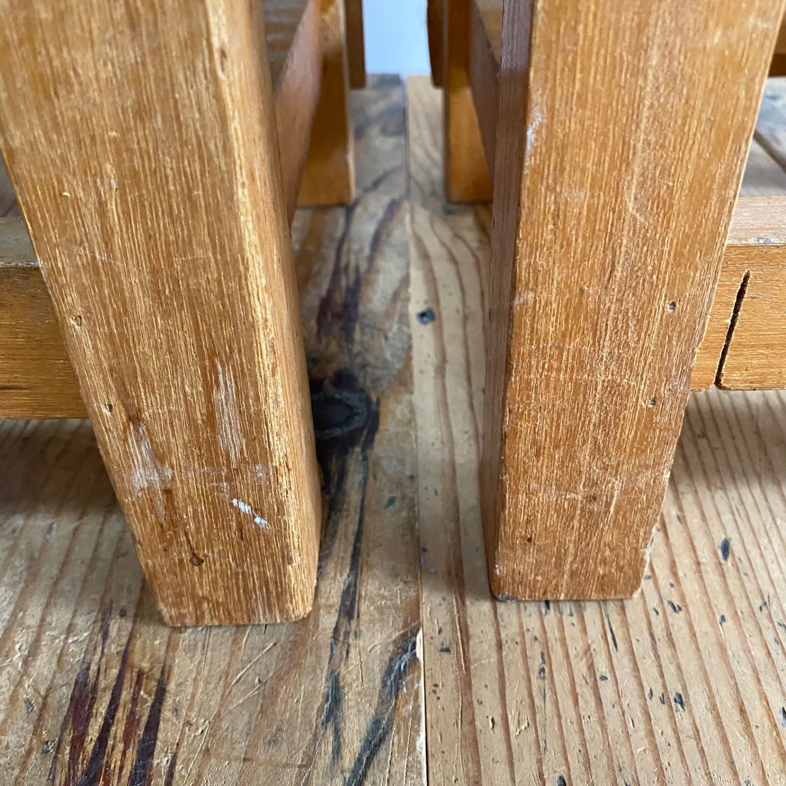 2脚セット アンティーク 角 スツール 椅子 植物台 昭和レトロ y40