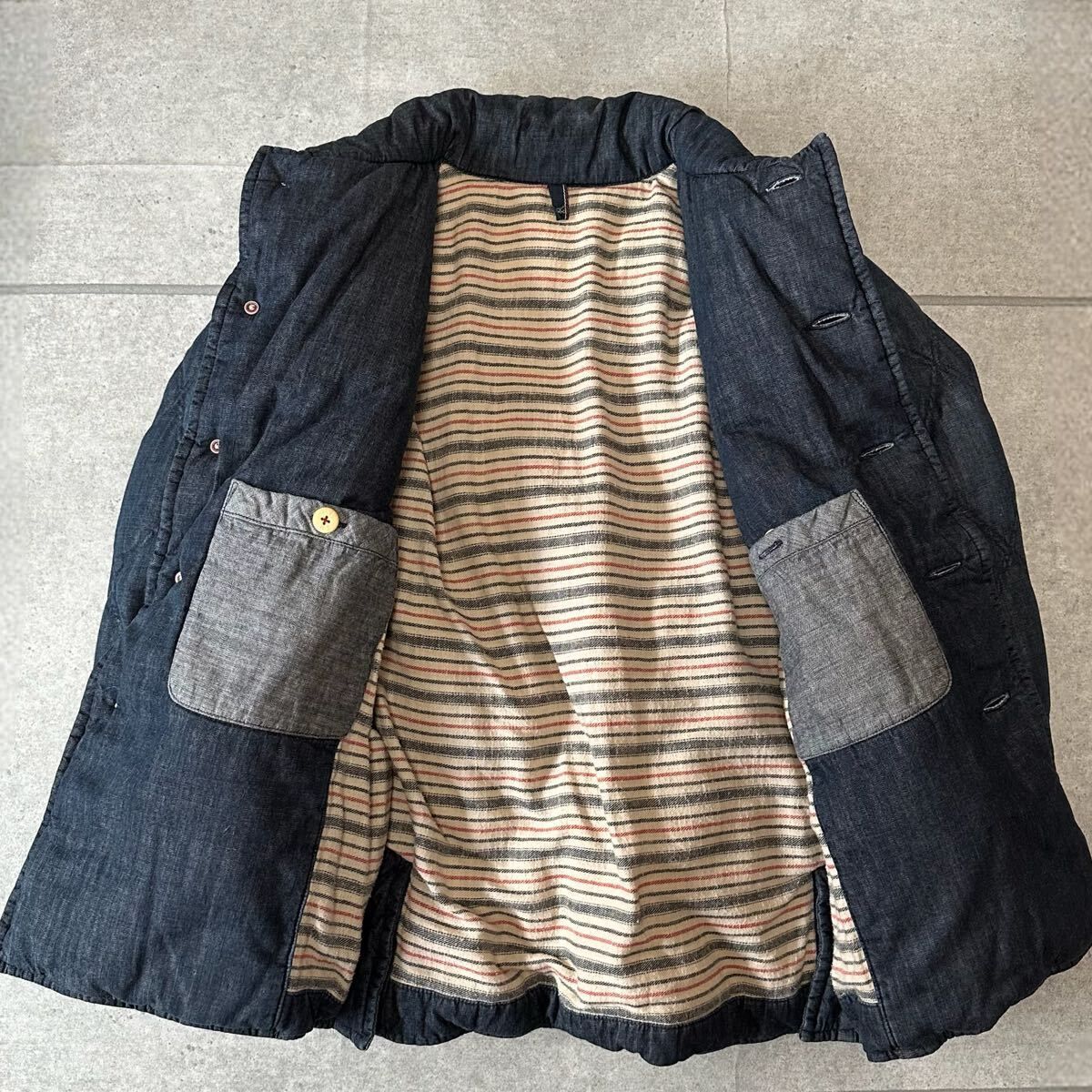 美品 45rpm Umii908 藍染め キルティングデニムダウンジャケット