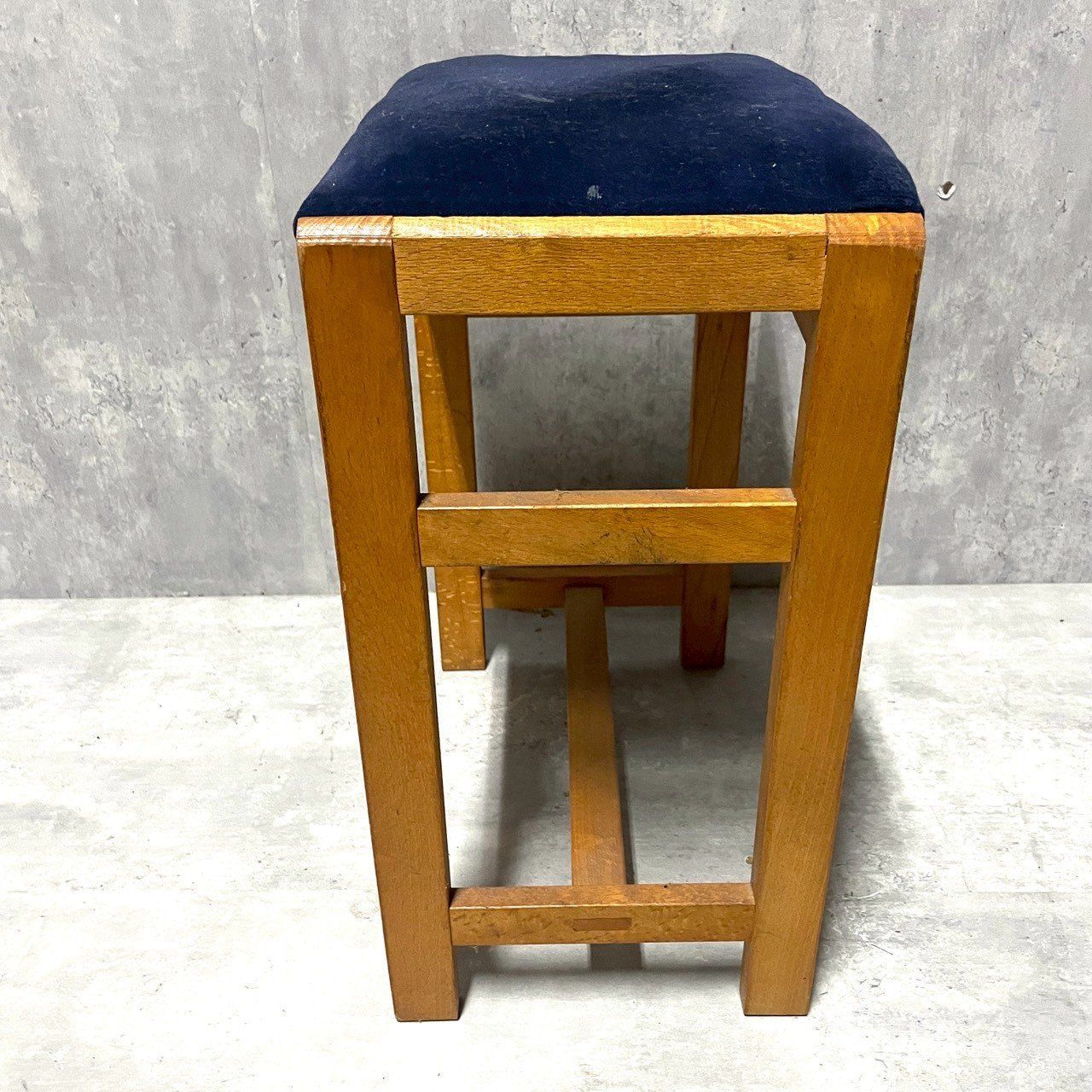 木製クラシックスツール ネイビー ヴィンテージ レトロ 木製