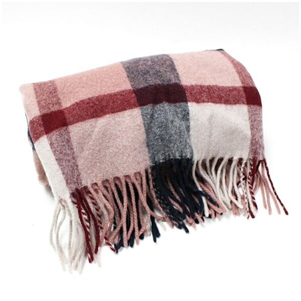 ブルーレーベルクレストブリッジ 大判ストール ピンク ブラック