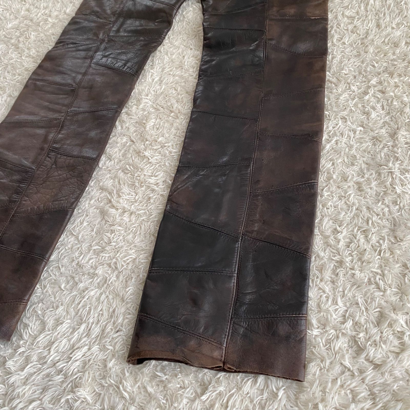 Lee RIDERS leather pants レザーパンツ 革パン パッチワーク ダーク