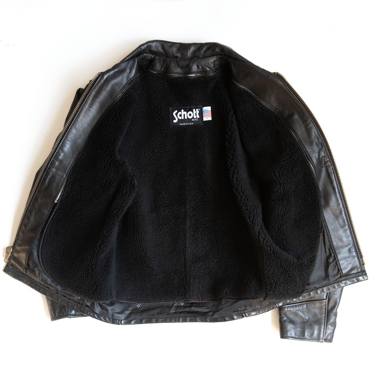 雰囲気抜群】SCHOTT【AT101/シングルライダースジャケット】38 襟
