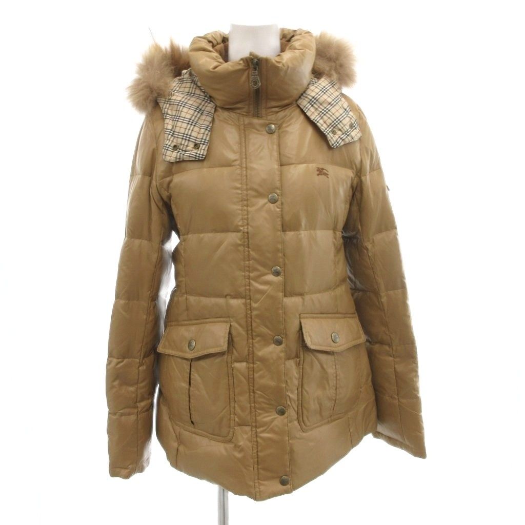 バーバリーブルーレーベル 38 レザー 本革 ファー 毛皮 ジャケット