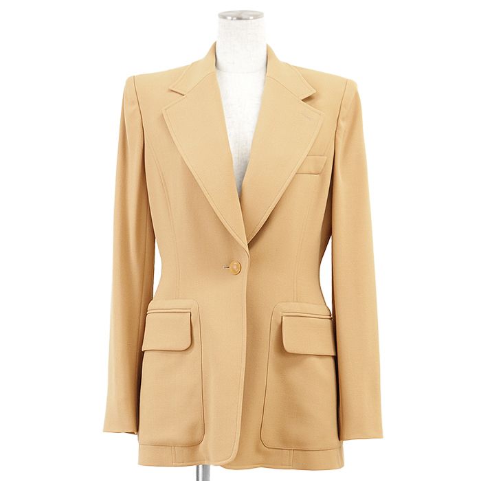 希少✨エルメス カシミヤ100 テーラードジャケット ペプラム 裏地ロゴ