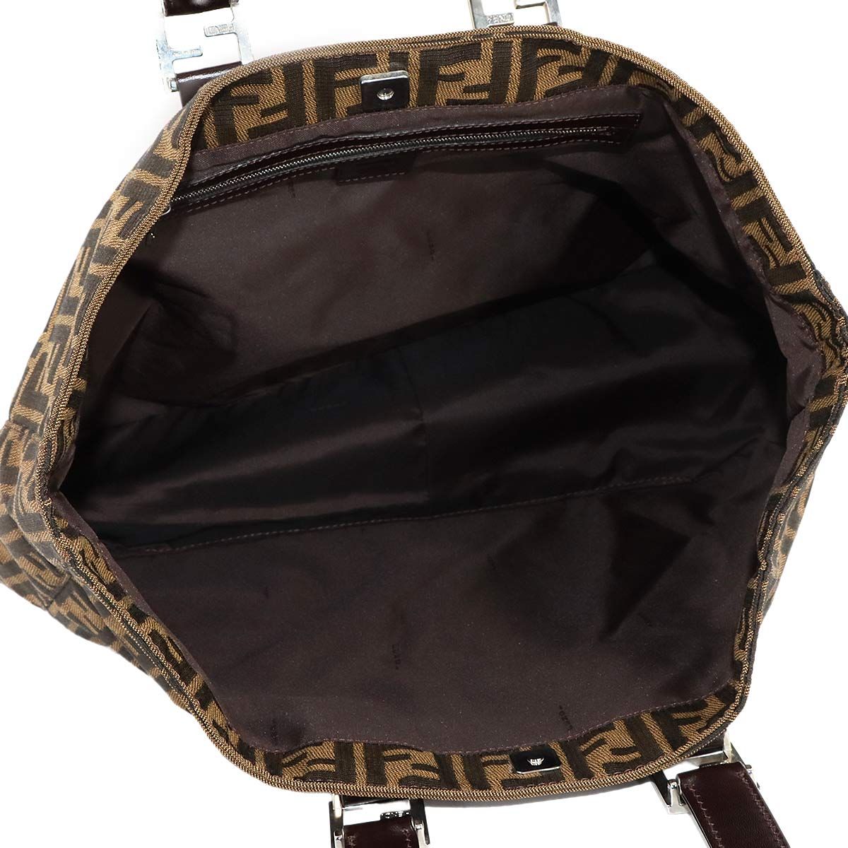 新品同様 フェンディ FENDI ズッカ ハンド バッグ キャンバス レザー