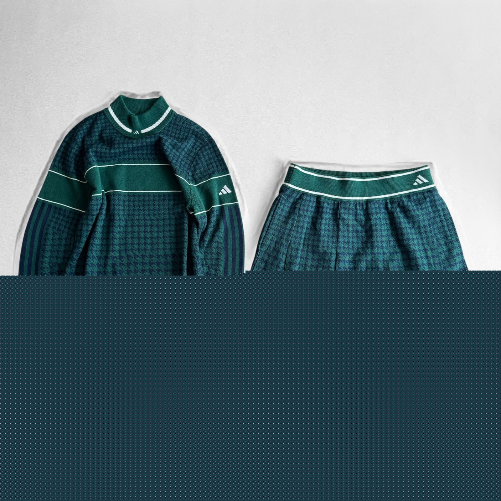 新品 アディダス セットアップ セーター プリーツスカート 千鳥柄 秋冬