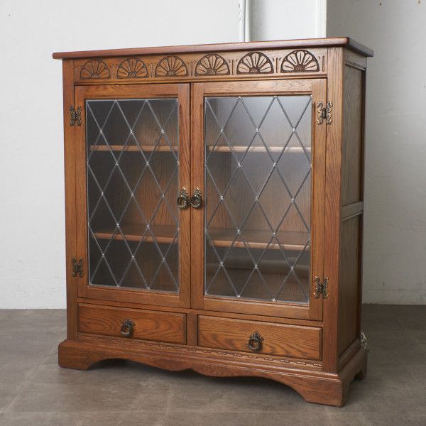 英国イギリス アンティーク家具 ブックケース 本棚 オーク材 猫脚