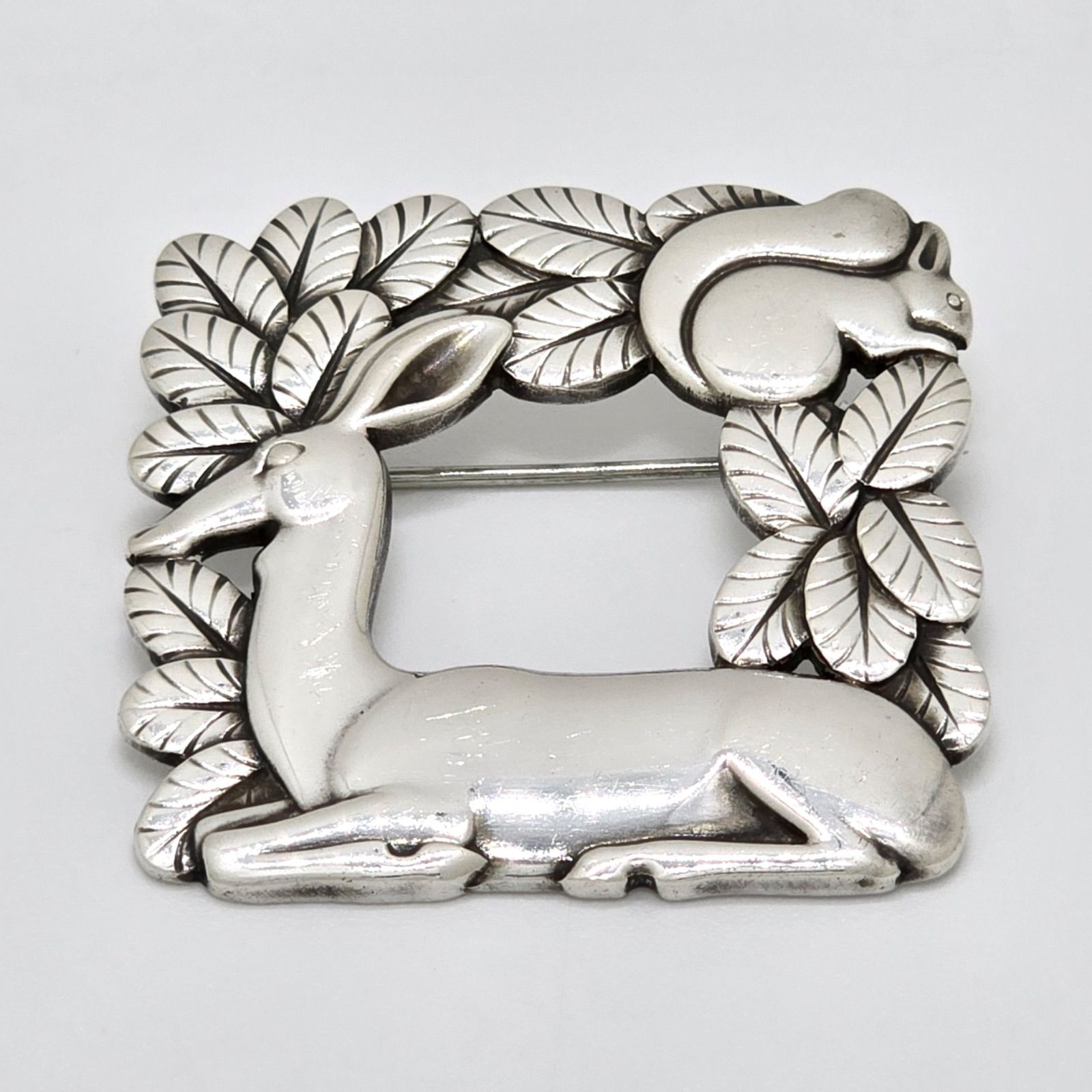 希少 ジョージジェンセン 318 ブローチ 鹿とリス ヴィンテージ 希少