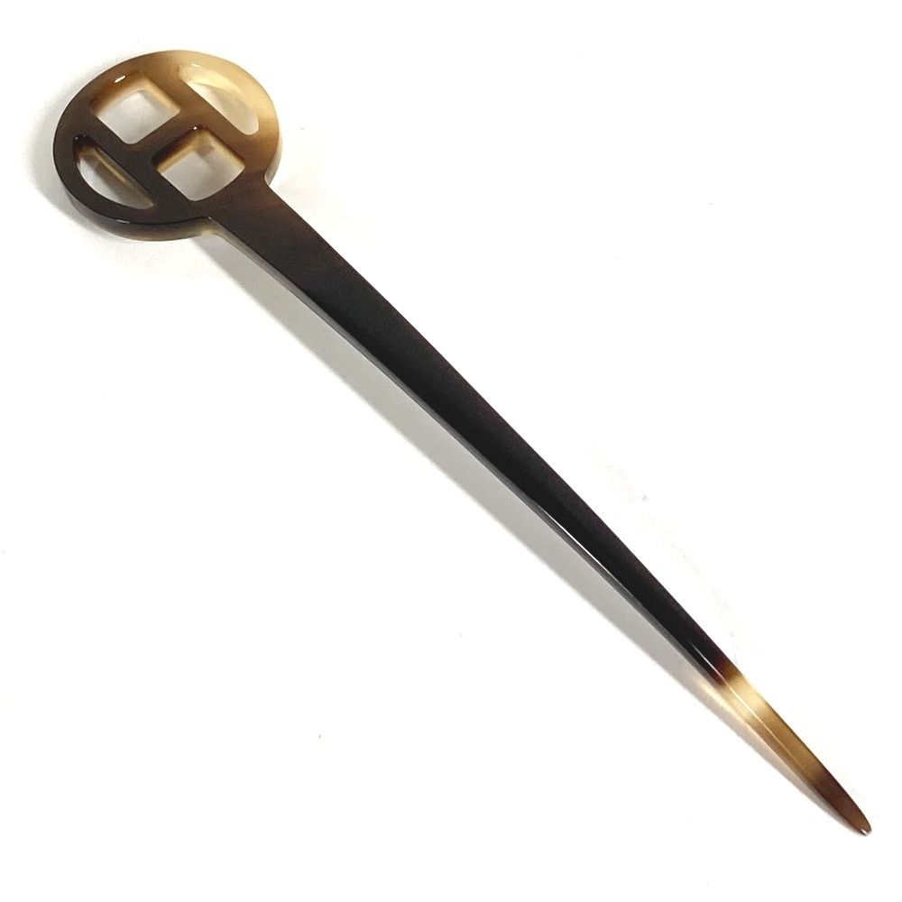 HERMES エルメス ヘアピン かんざし 簪 バッファローホーン ブラウン