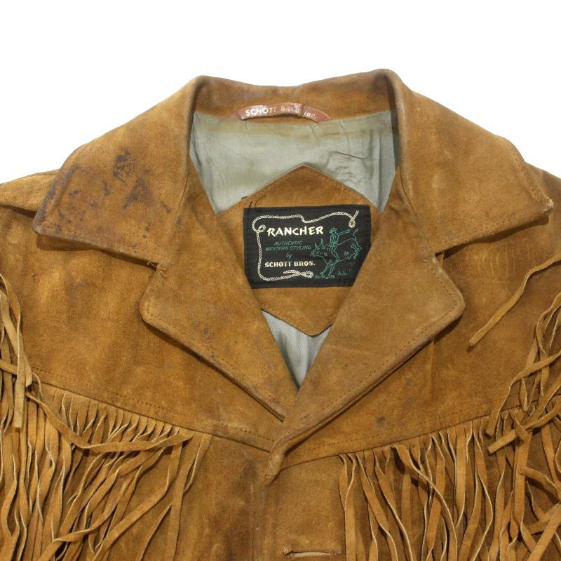 70s vintage schott フリンジ スエード レザージャケット メンズ 表記