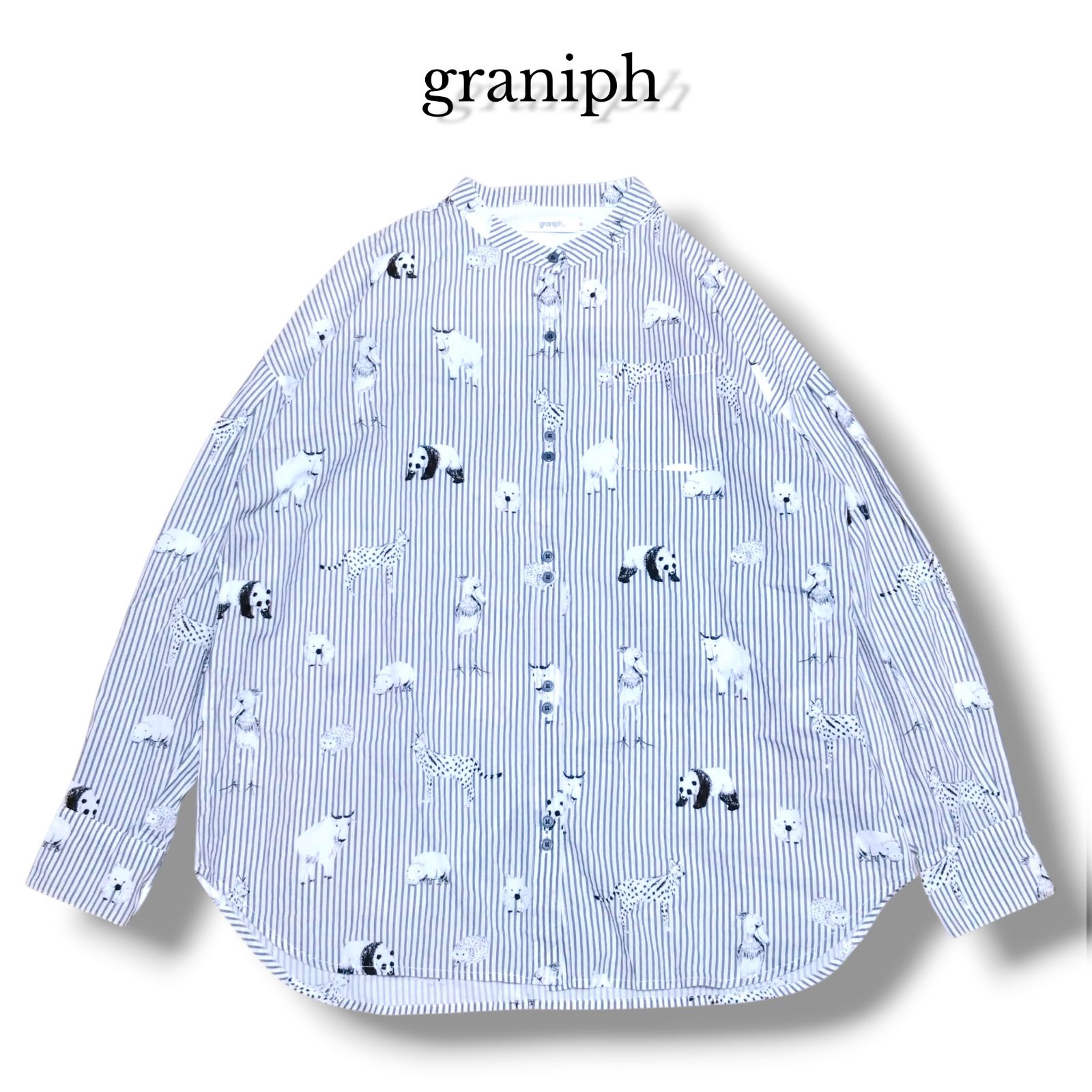 グラニフ ズーロジカルガーデンズ ストライプ シャツ 長袖 graniph M