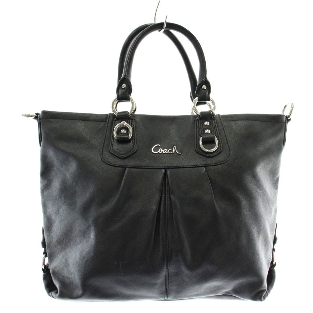 コーチ COACH ハンドバッグ トート レザー ロゴ シルバー金具 黒