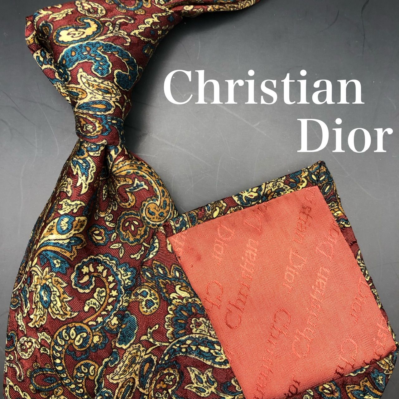 極美品】Christian Dior ネクタイ ペイズリー柄 ボルドー - メルカリ