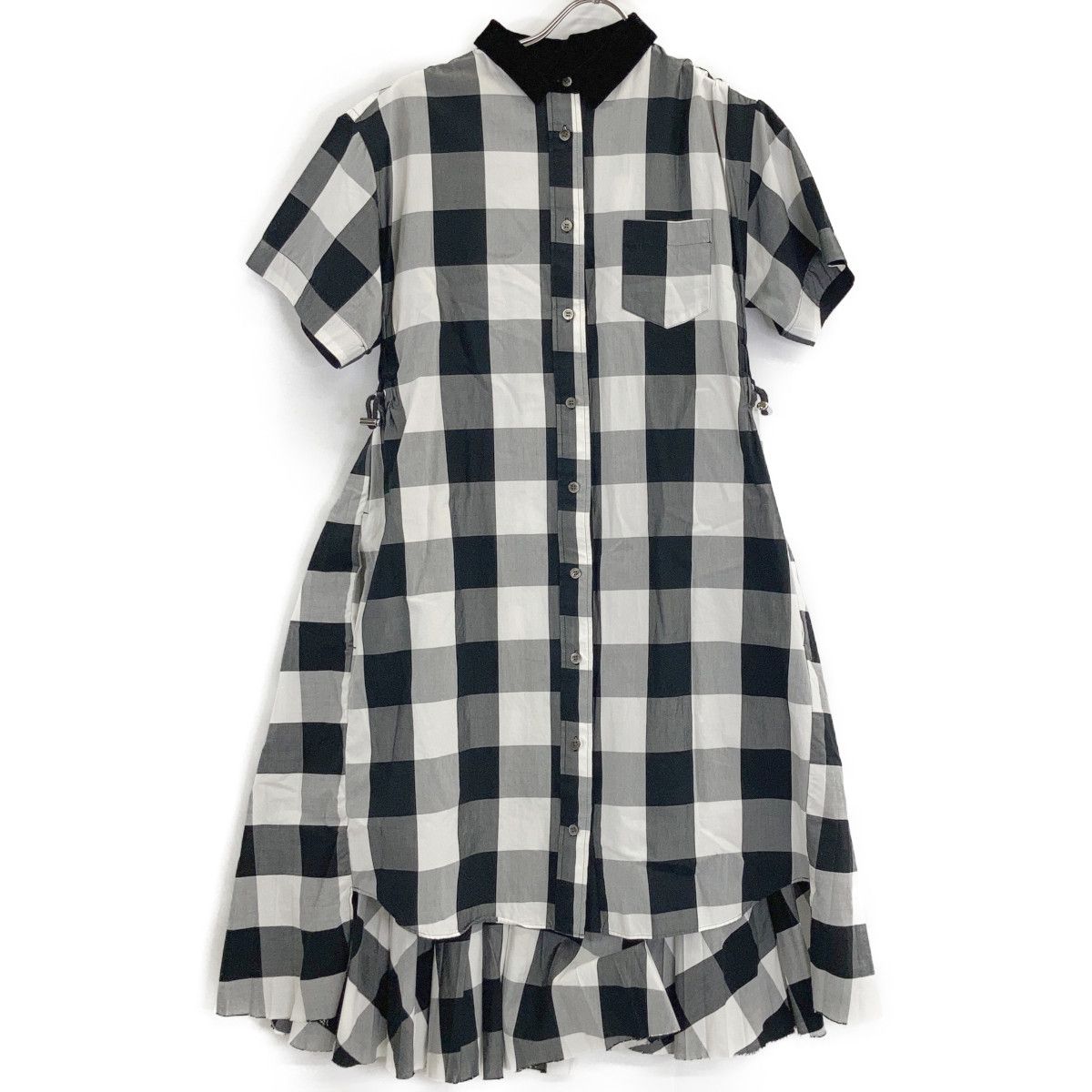 sacai サカイ 18AW 18-03984 ｸﾞﾚｰ ﾁｪｯｸ 半袖 ﾜﾝﾋﾟｰｽ 3 - メルカリ