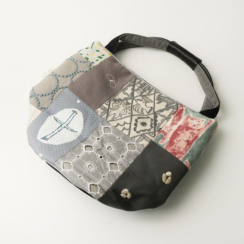 美品 ミナペルホネン mina perhonen piece bucket bag gray mix ピース
