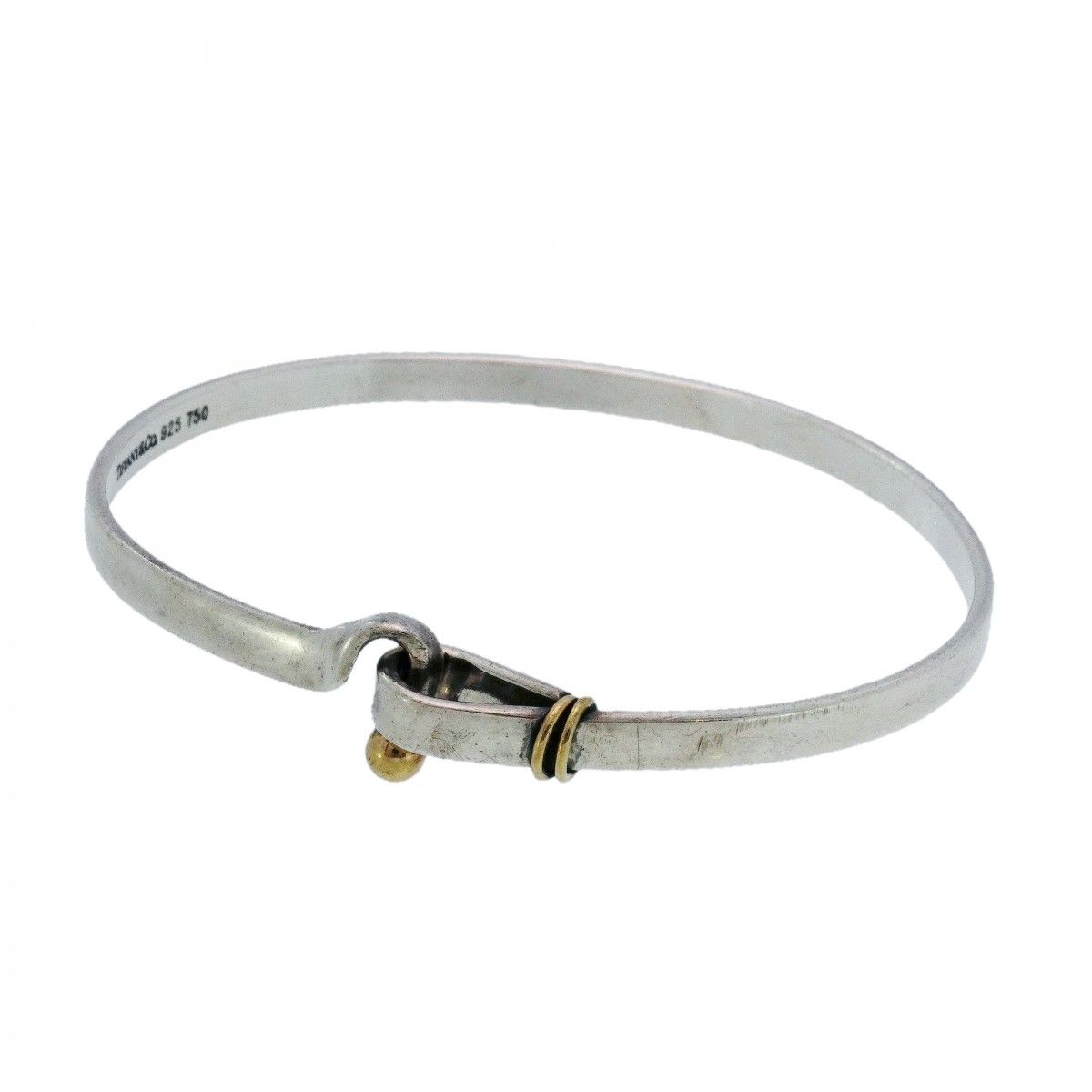 6jbb0394-k】ティファニー バングル フック&アイ K18YG イエロー