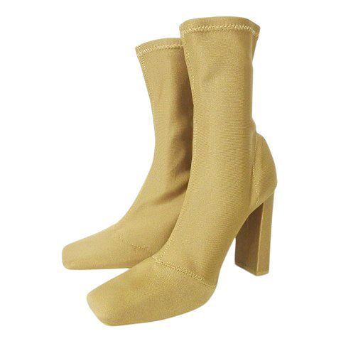 イエロ yello ショート ブーツ ストレッチ チャンキーヒール M 約23.5