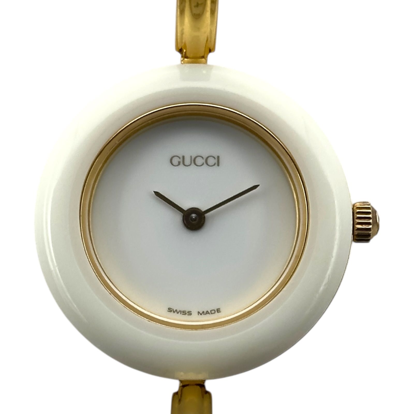 グッチ GUCCI チェンジベゼル 11/12.2 ホワイト 金メッキ クオーツ