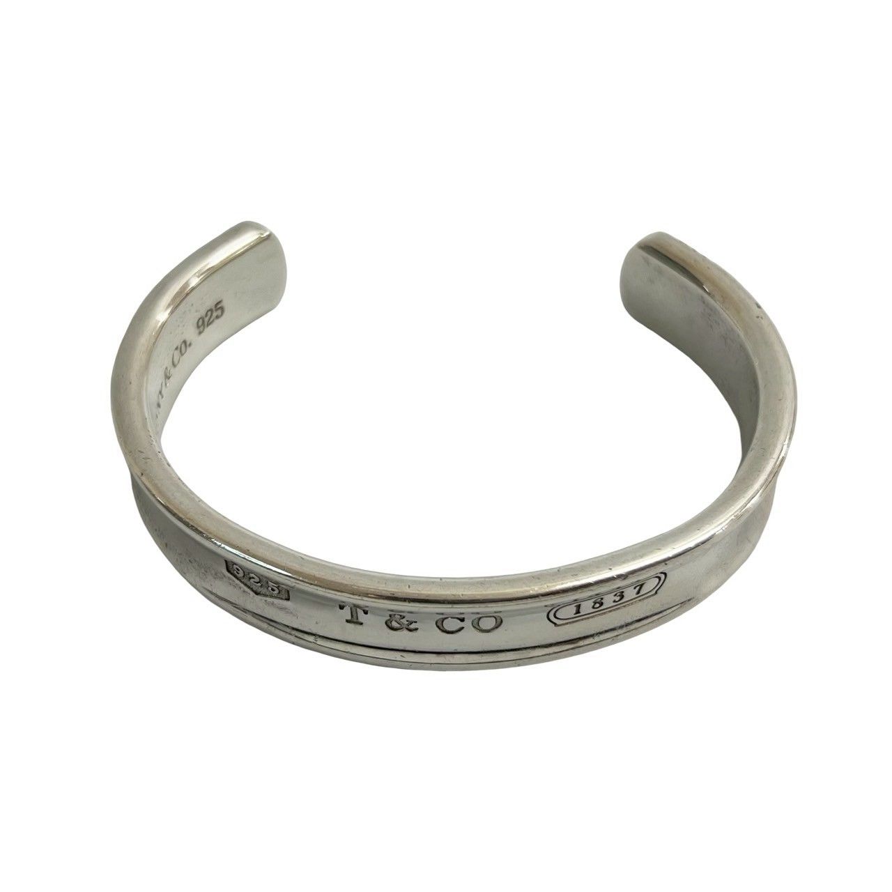 極 美品 TIFFANY&Co. ティファニー 1837 ナロー バングル ロゴ 刻印