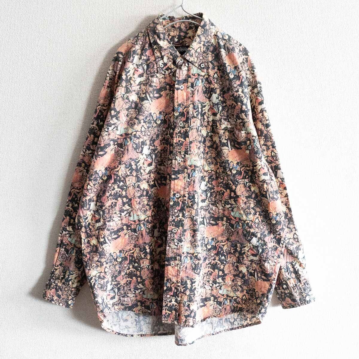 80s/USA製】OLD STUSSY【Religion pattern shrits】L ステューシー