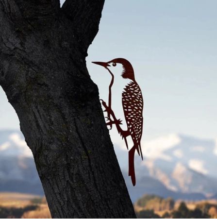 HANAKO ガーデンオブジェ メタルバード ガーデン彫刻 啄木鳥 キツツキ