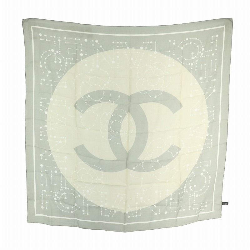 シャネル CHANEL 大判 スカーフ シルク ココマーク カメリア 星座 総柄