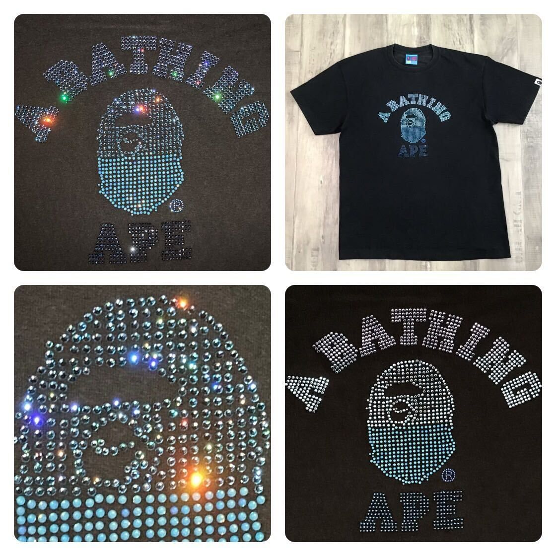 スワロフスキー カレッジロゴ Tシャツ Lサイズ a bathing ape BAPE